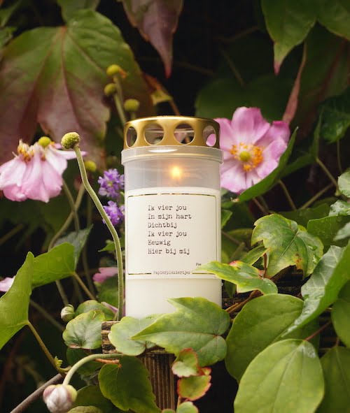 Herinnering-troostkaars met verschillende teksten